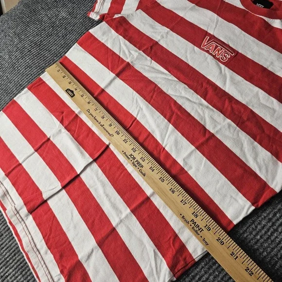 Vans Shirt Mens Large Red White Striped Graphic Skateboard Tee - Picture 5 of 10